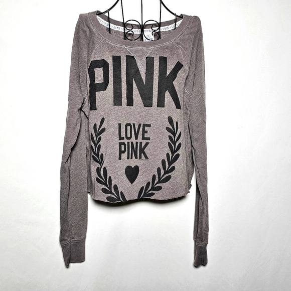 PINK Victoria's Secret Tops - Victoria's Secret Pink gray long sleeve sweatshirt size Medium